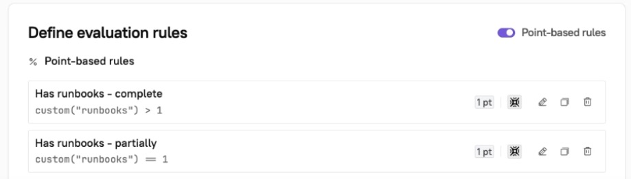 One rule checks for a single runbook, and another rule checks for more than 1 runbook.