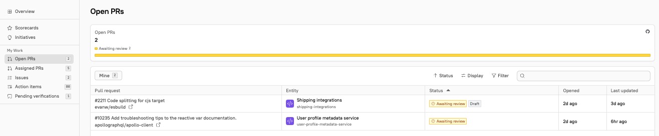 See a list of open PRs linked from the homepage.