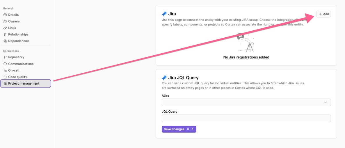 Click Project management, then click Add.