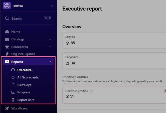 Click Reports from the main nav.