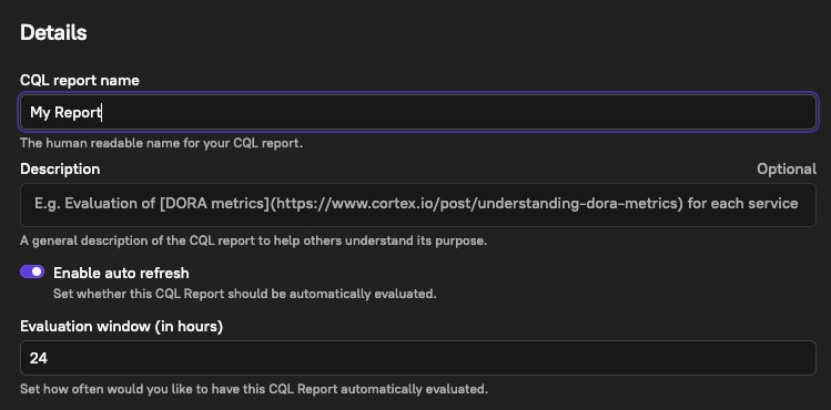 While configuring the CQL report, you can enable auto refresh.