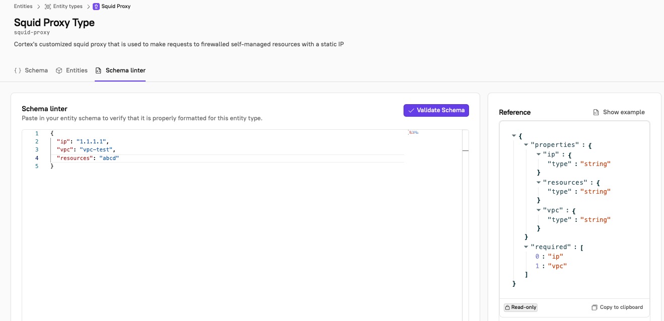 Click the Schema linter tab, then enter your JSON schema into the text box.