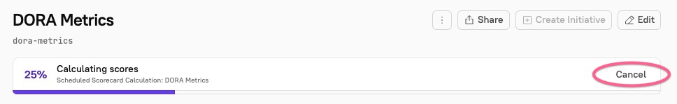 Click "Cancel" at the top of a Scorecard
