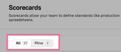 At the top of the Scorecard list, there are tabs for All and Mine