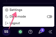 Click your avatar, then click Settings.