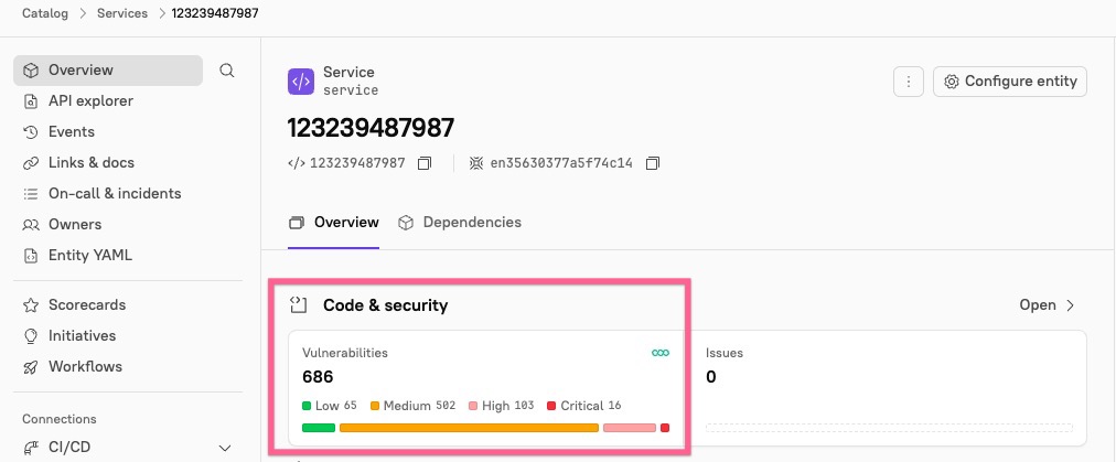 See Semgrep data on an entity's overview.