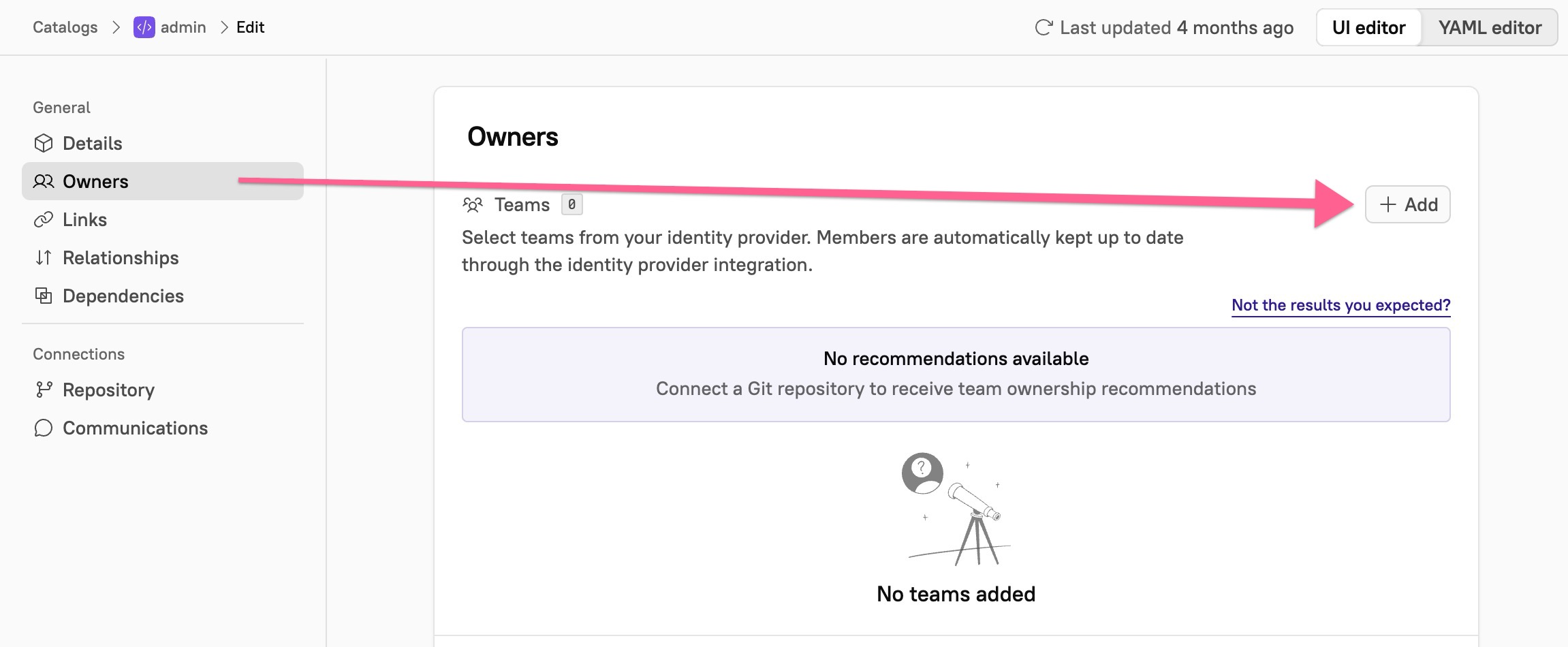 In the Owners tab, click +Add.